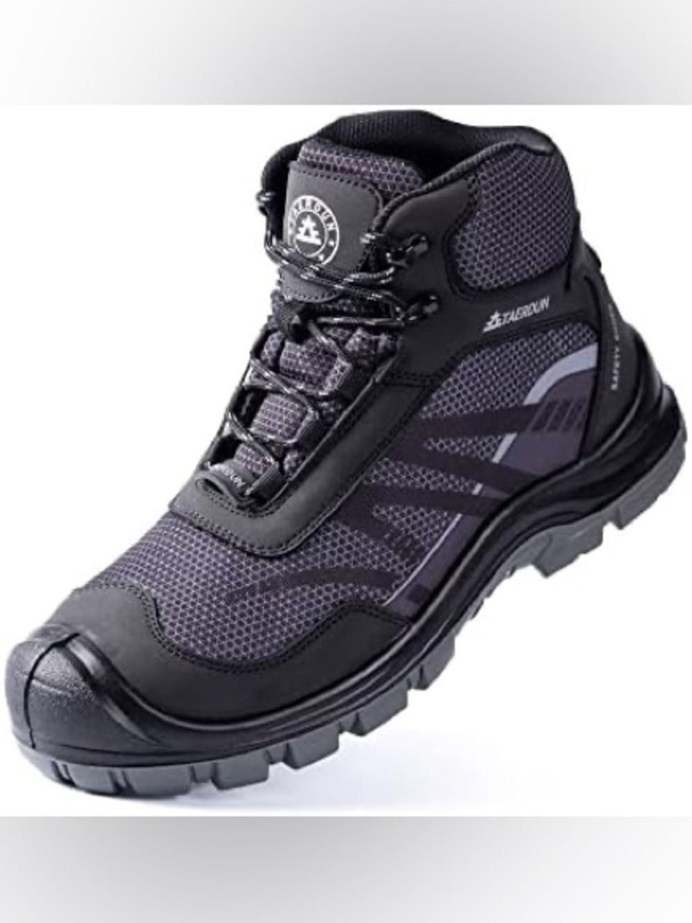 Taerdun Men's Black and Gray Lightweight Safety Boot
